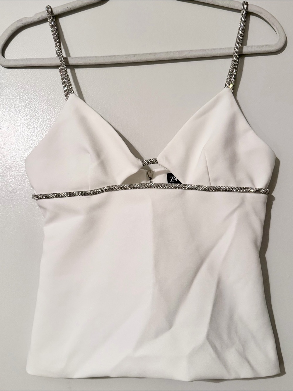 Zara White Rhinestone Top